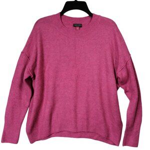 Vince Camuto Hot Pink Sweater Stretch Knit Pullover Marled Blouse Small